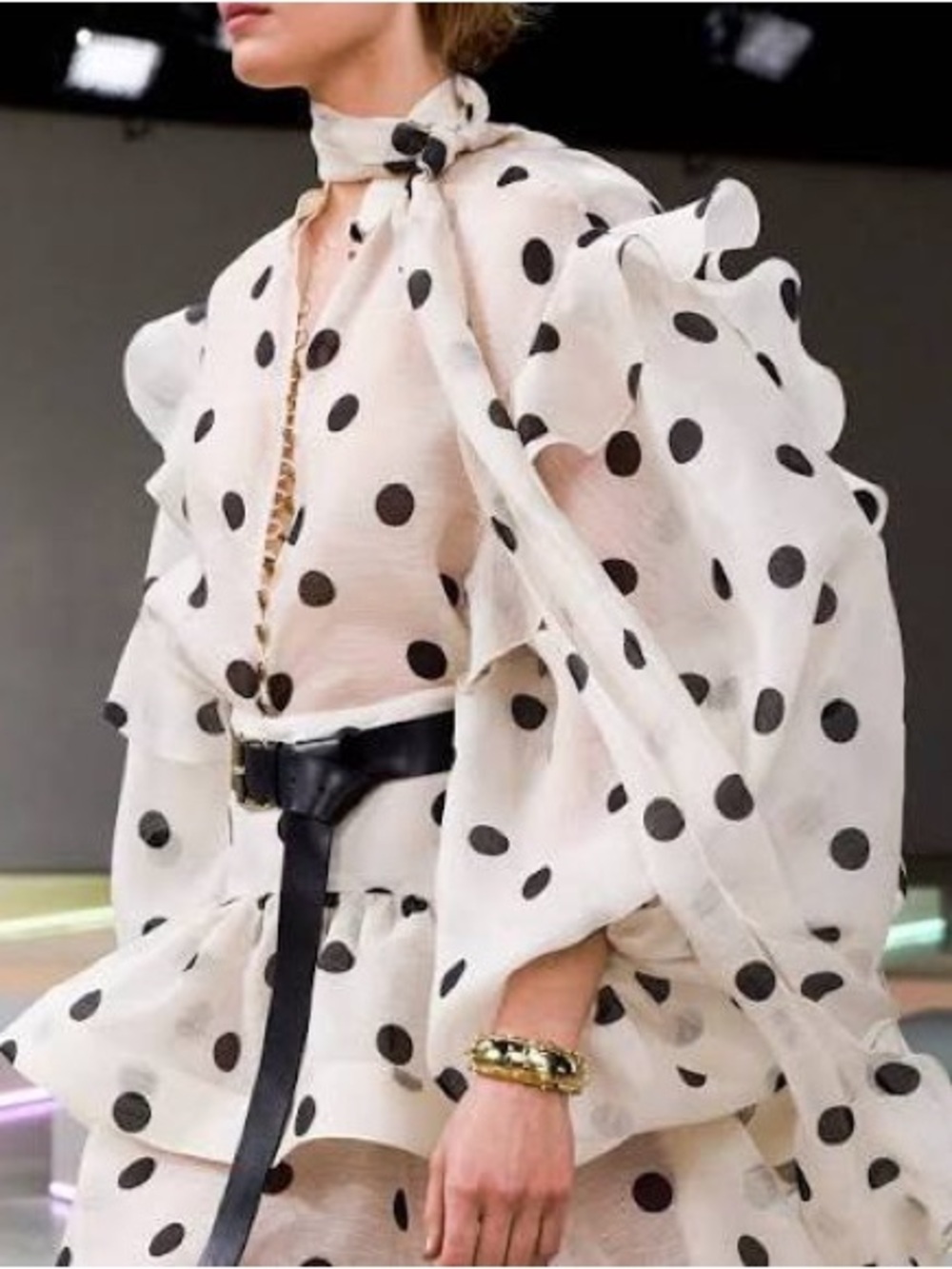 Zimmermann Runway 2024 Crush Polka Dot Silk & Linen Maxi Skirt and Blouse Set - Picture 3 of 14
